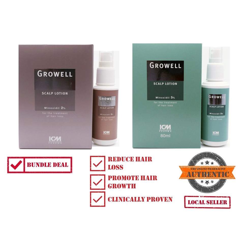 Growell Scalp Lotion Minoxidil 2 / 5 (Promotes hair growth) Shopee Singapore