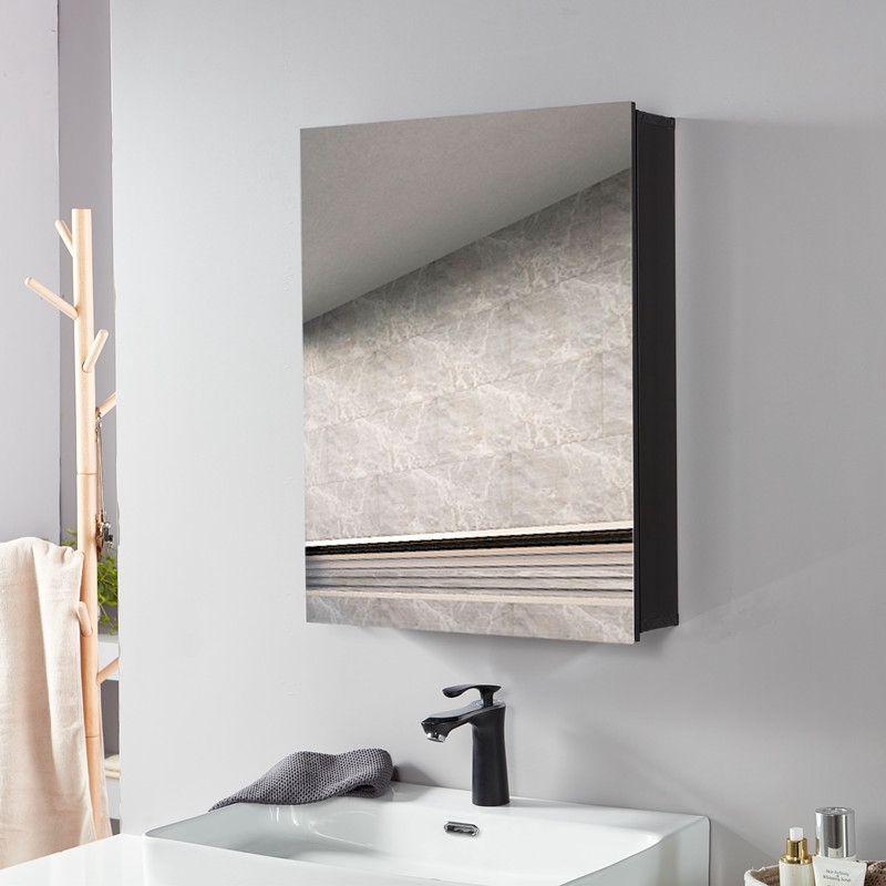Space Aluminum Alloy Single Door Toilet Mirror Cabinet Small Apartment Bathroom Locker Bathroom Wall Cabinet Bathroom Si Shopee Singapore