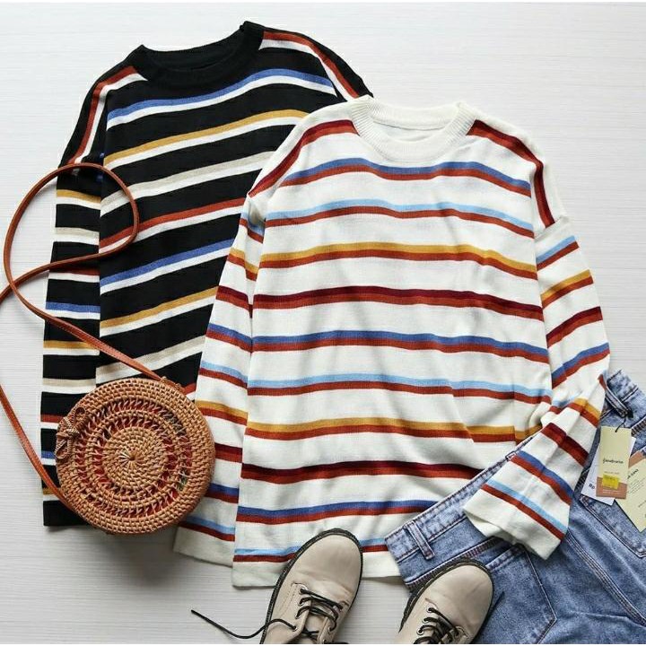 STRIPE RAINBOW KAOS RAJUT PREMIUM POLET