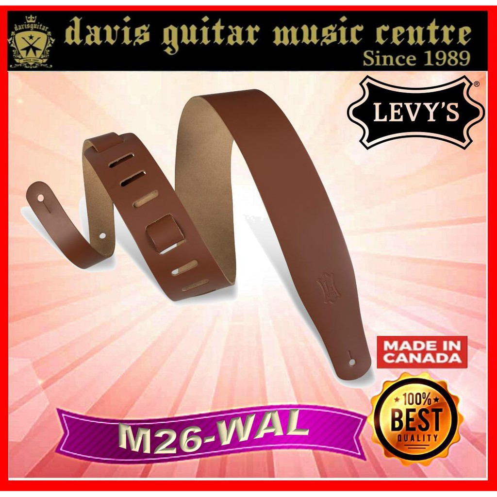 Levys Guitar Leather Strap M26Walnut 2 1/2 Inch Wide (Made In Canada) Shopee Singapore
