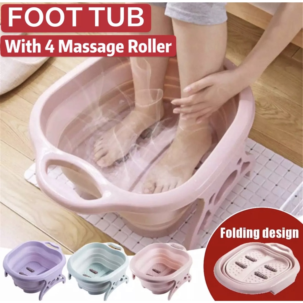 [SG SELLER] Foldable Foot Bath with lid sauna bubble massage bucket
