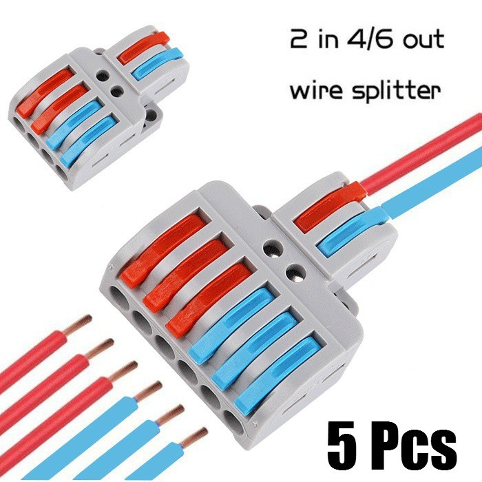 5 Pcs LT-422/623 Wire Connector 2 In 4/6 Out Wire Splitter Terminal Electrico Block Compact Wiring Splicing Conector