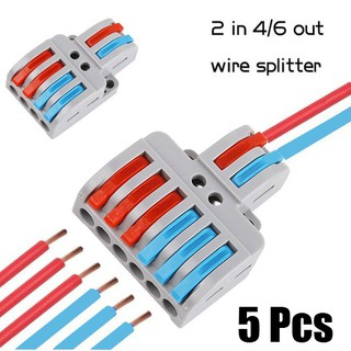 5 Pcs LT-422/623 Wire Connector 2 In 4/6 Out Wire Splitter Terminal Electrico Block Compact Wiring Splicing Conector #0