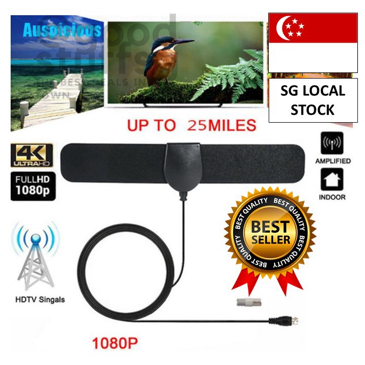[SG FREE 🚚] 25 Mile Range Antenna TV Digital HD 4K Antena Digital