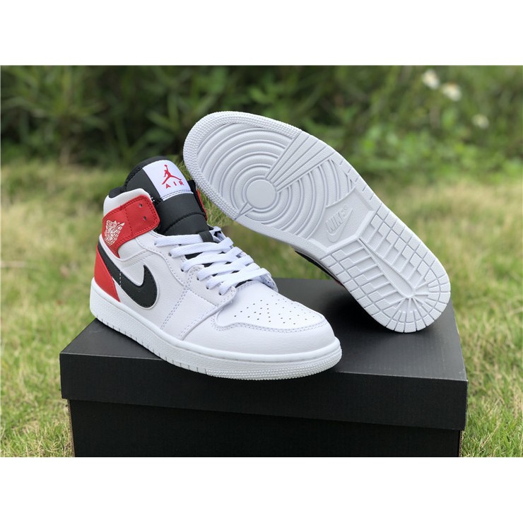 air jordan 1 mid white and red