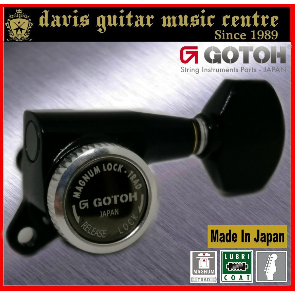 Gotoh Locking Electric 6 In Line Guitar Machine Head Sg381 07b Mgt Black Made In Japan