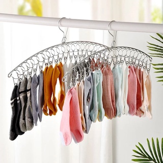 Multifunctional Windproof Stainless Steel Underwear Socks Drying Rack / Home Laundry 16/10 Clips Hanger Clothes Hook