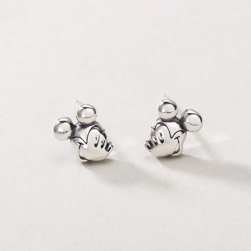 Mickey Mouse Stud Earrings for Girls Women Hypoallergenic S925 Sterling Silver Opal Earrings Gifts for Girls 