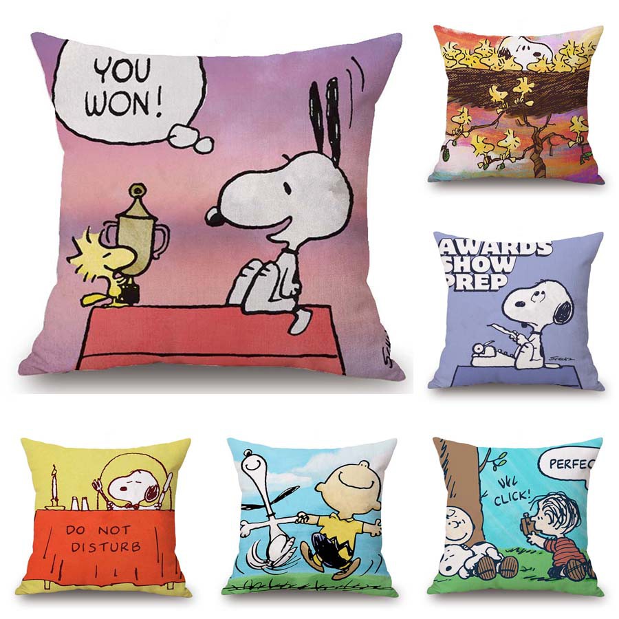 Peanuts Cushion UNIQLO US Snoopy Staying At Home Makes Me Happy