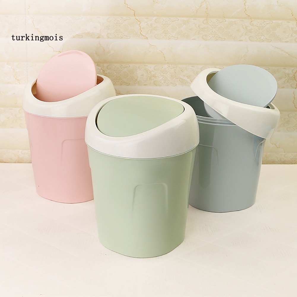 Timi Home Desktop Mini Covered Trash Garbage Can Storage Box