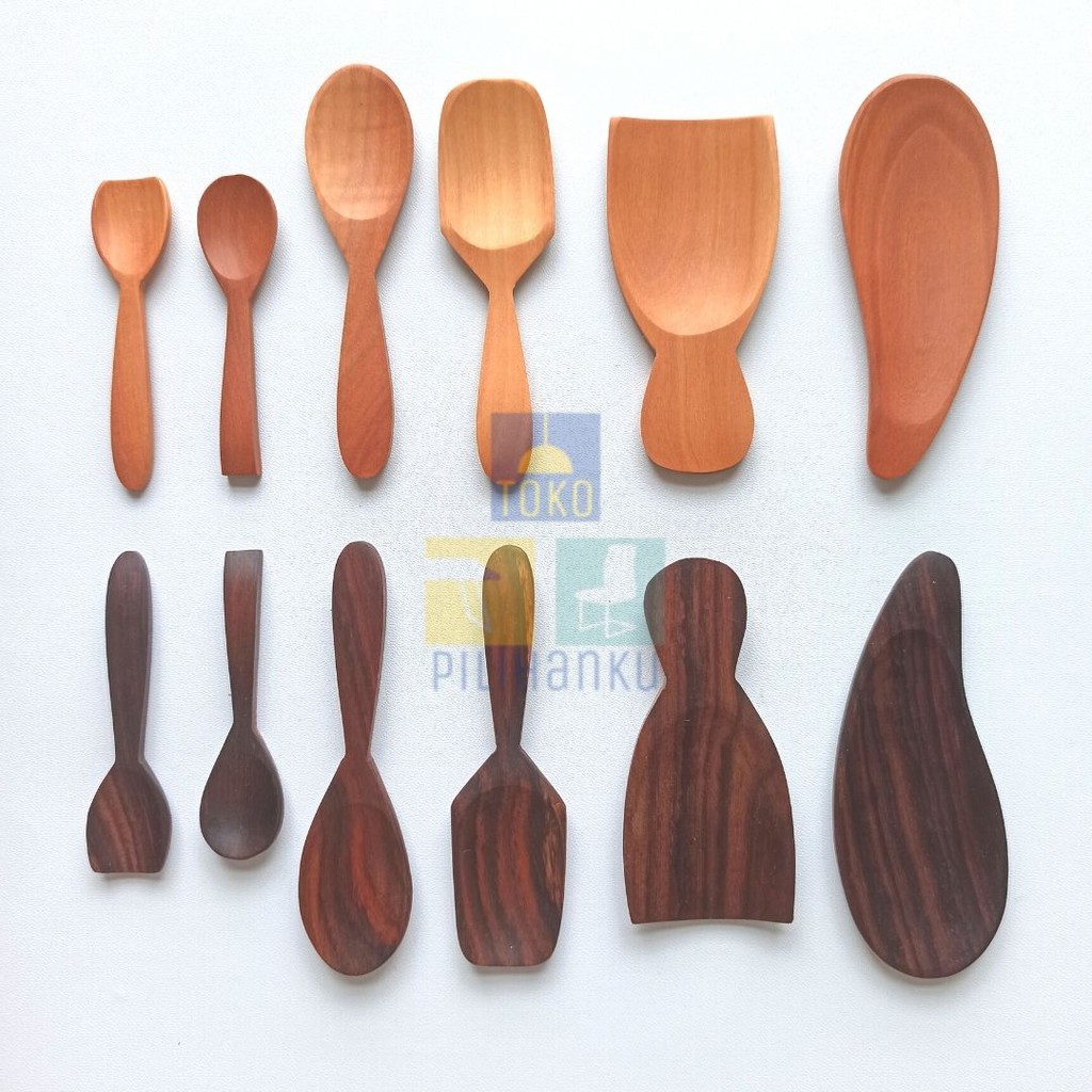 10 SellerGiveOrBuy Wooden Tea Coffee Dessert Spoons Small Spoon Hand Carved Tembusu Wood 