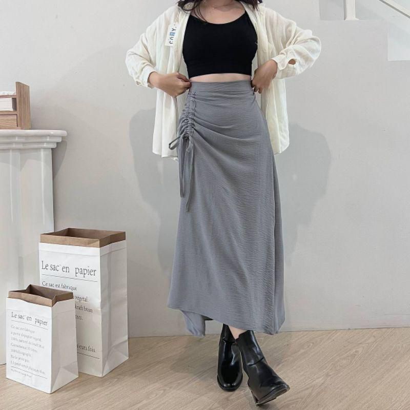 Image of Korean Look Casual Drawstring Skirt/Crinkle Drawstring Skirt/Latest Korean Women's Skirt #6
