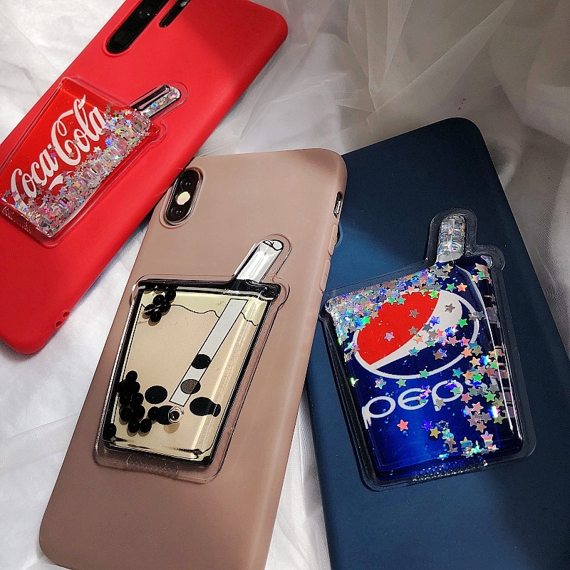 Pepsi Coca Cola Milk Tea Phone Case Huawei P Lite Y6 Pro Y7 Prime Y9 19 Quicksand Soft Cover Shopee Singapore