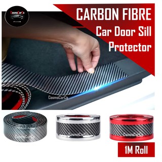 🔥SG SELLER🔥 Door Sill Protector Scuff Cover Rubber Guard Anti Scratch Protection Carbon Fiber Sticker Accessories