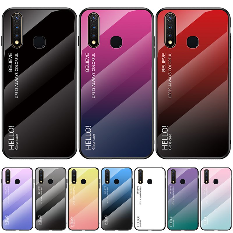 Vivo Y19 Vivoy19 Y 19 Case Gradient Color Tempered Glass Case Cover Vivo Y19 2019 Hard Case Casing Shopee Singapore