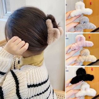 儿童毛绒发夹 Kid's Plush Hair Clips Hairpin Back Head Small Shark Clip Korean Solid Color Furry Hair Clamp Hair Accessories