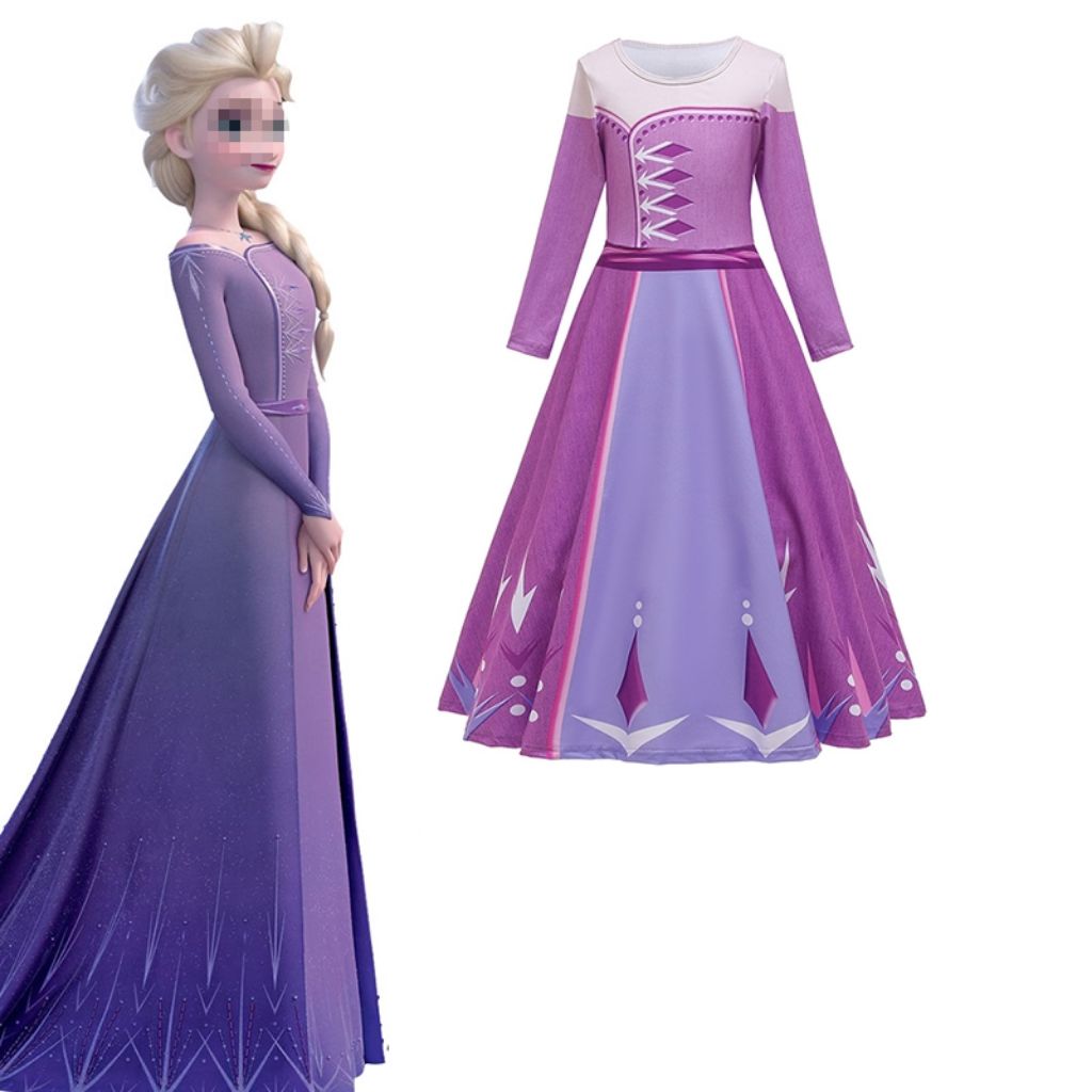 SG Seller Frozen 2 Elsa Anna Princess Costume Long Sleeved long dress