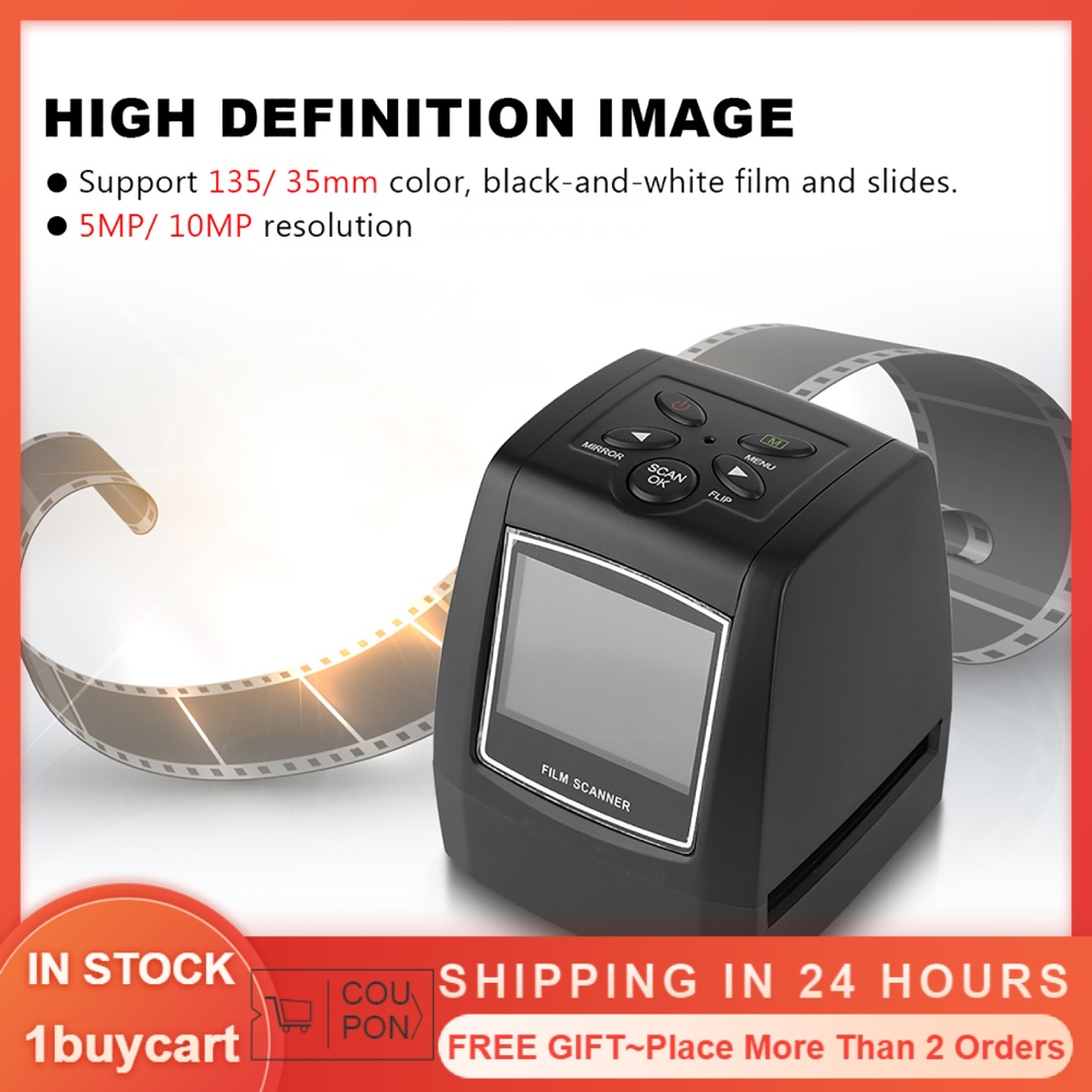 1buycart LCD Screen 5MP/10MP USB 135/35mm Negative Film Scanner Support
