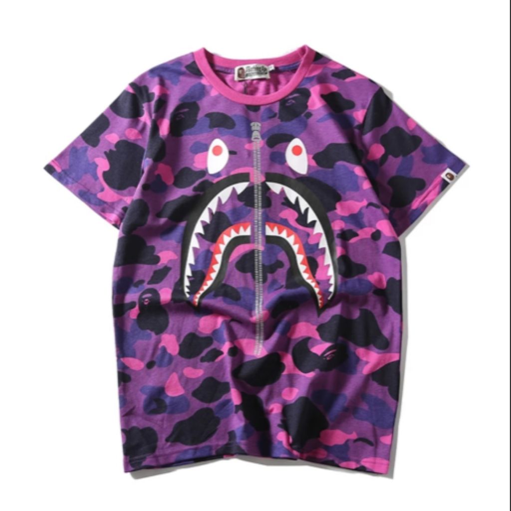 bape purple camo shark tee