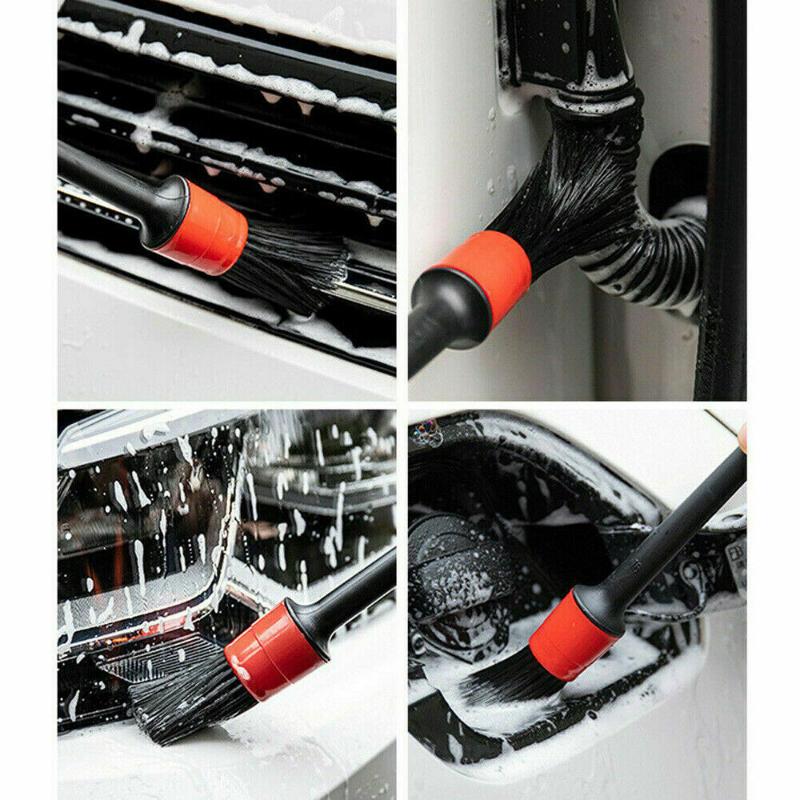 5Pcs Car Detailing PP Brush Set Detail For Cleaning Wheels Engine Emblems Air Vents