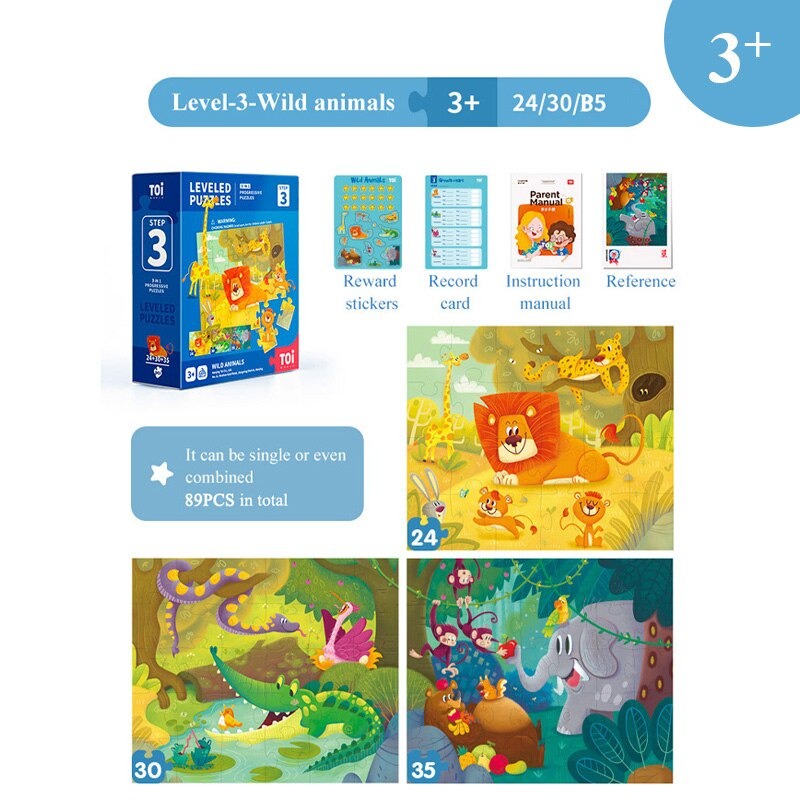 TOI Educational Jigsaw Puzzles for Kids Age 3 and Up,Leveled Puzzles,Brain Teaser Puzzles for Toddlers,Birthday Gifts for Children,Improving Cognitive Learning and Thinking Skills Step 3
