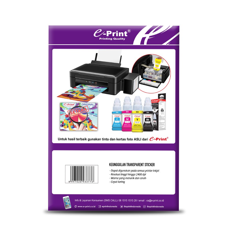e print transparent sticker
