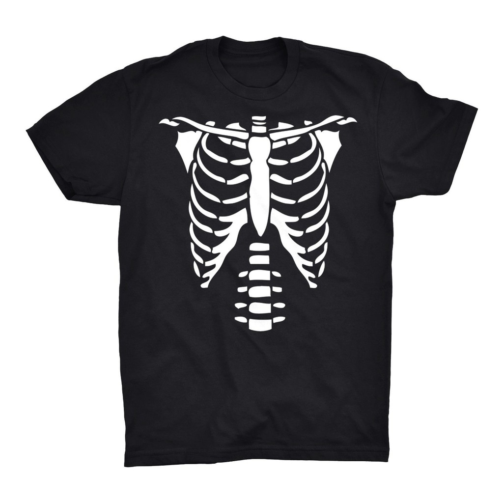 Tshirt Skeleton Chest Men T Shirt Ribcage Skull Ribs Halloween Costume ...