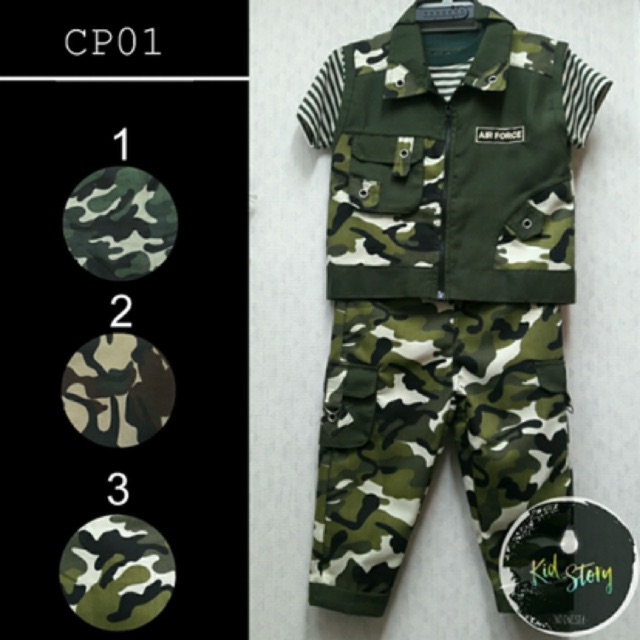 KIDS UNISEX ARMY THEME COSTUME SET ( 3 IN 1 ) + FREE CAP !!! (BAJU ...