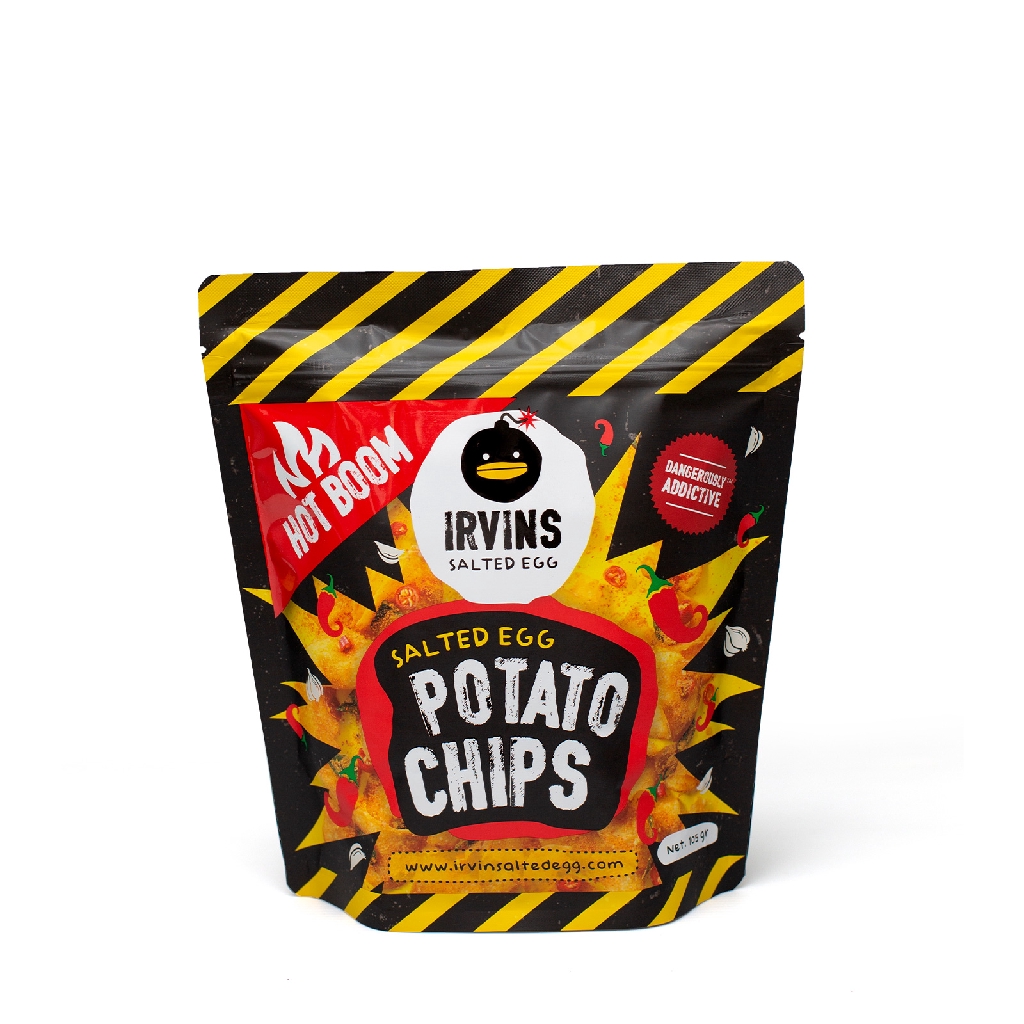 IRVINS Hot Boom Salted Egg Potato Chips 105g (Small) (Halal) Shopee