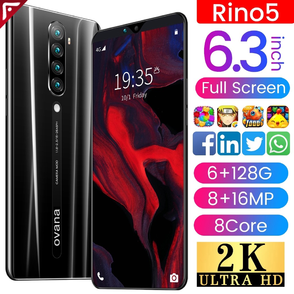 Rino5 hand phone murah  6 3 inch Full Screen Smart Phone 