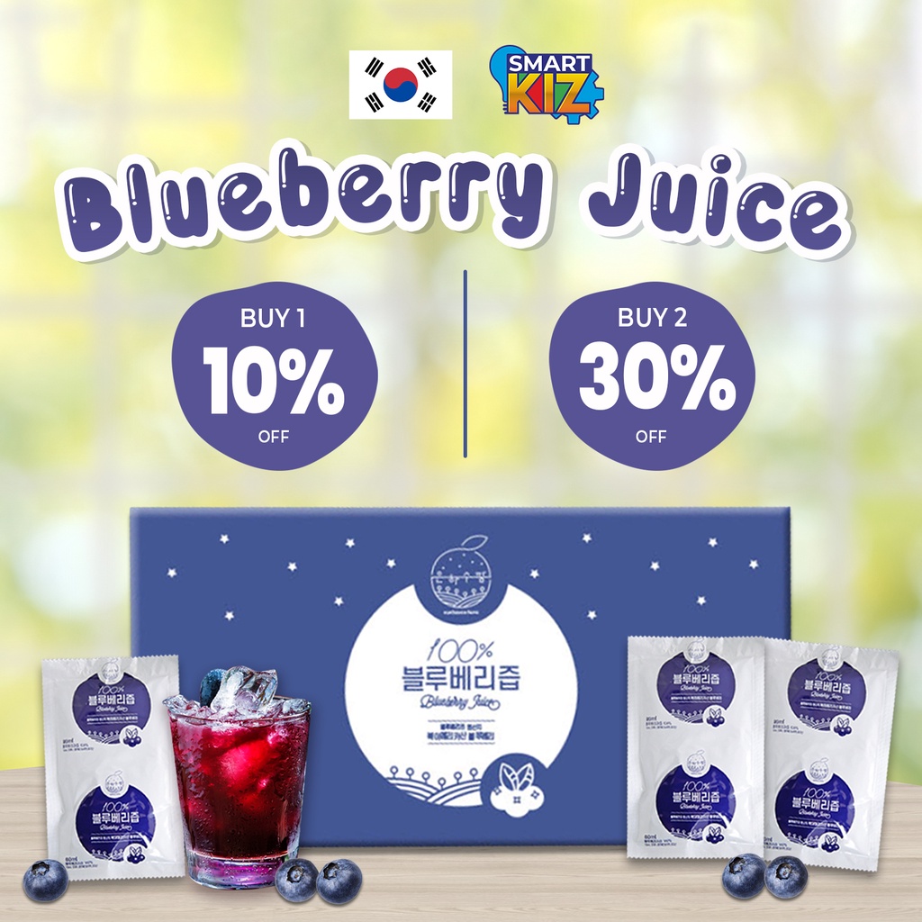 [Smart Kiz] 100 Pure Blueberry Juice 80ml 30 packs/box Healthy juice Vitamin drinks