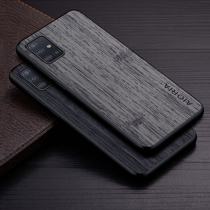 Case for Samsung Galaxy A51 A71 A31 A21 A21S A11 5G 4G funda bamboo wood pattern Leather skin cover