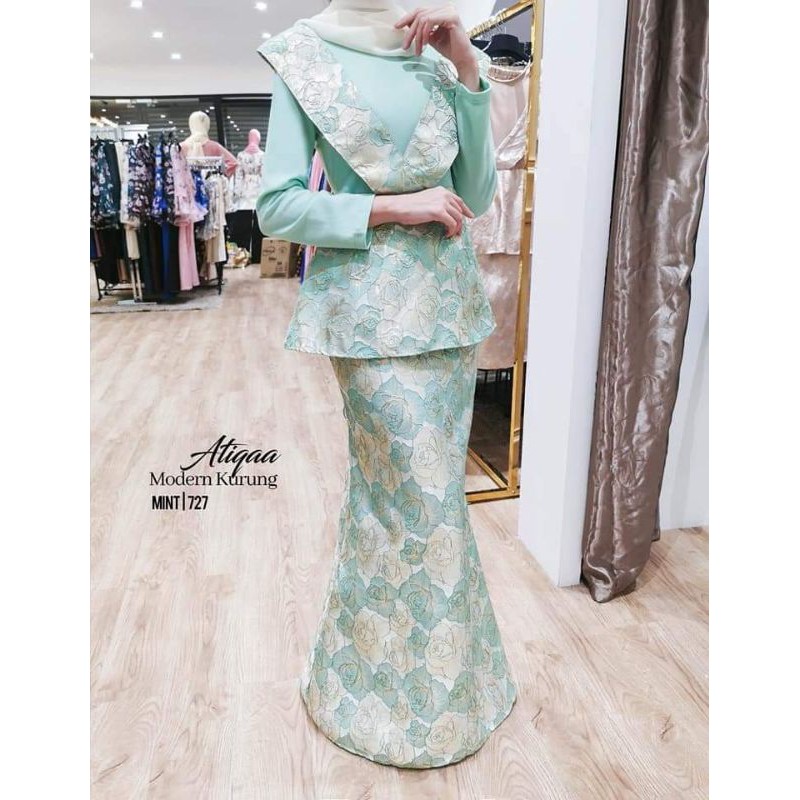 Raya Baju Kurung Atiqaa Kurung Modern With Brocade Shopee Singapore