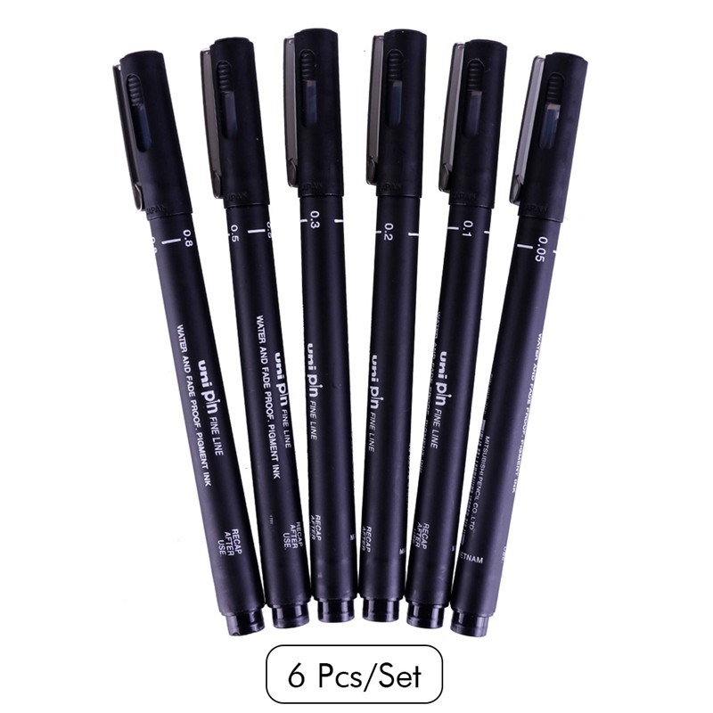 HW AUTHENTIC! Unipin Uni pin Fine Line Drawing Pen BLACK- Water and ...