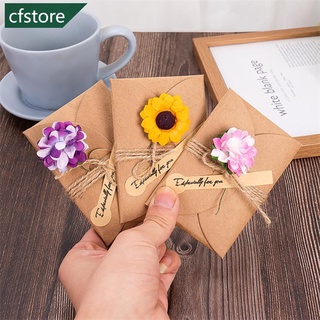 CFSTORE Vintage Kraft Paper Greeting Card DIY Handmade Flower Wish Card Thank You Card Blessing Card Party Invitation Card A6P4 #0