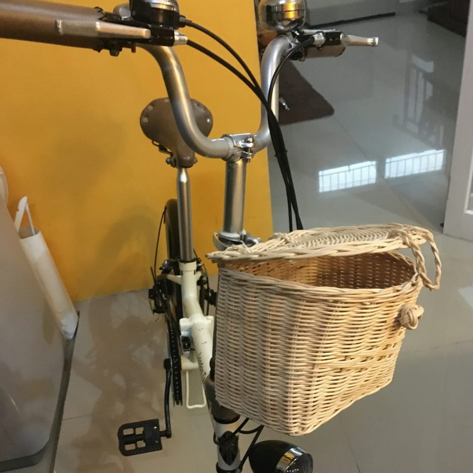 wicker bicycle basket with lid