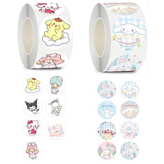 500Pcs/Roll Sanrio Gift Sealing Stickers Cute Cinnamoroll Cartoon Design Diary Scrapbooking Stickers Festival Birthday Party Gift Decorations Labels