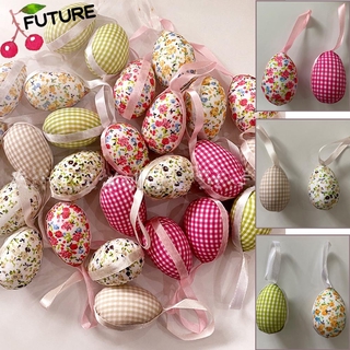 50pcs DIY Easter Hollow Wooden Eggs Bunny Hanging Tags Ornaments Easter Decor SG