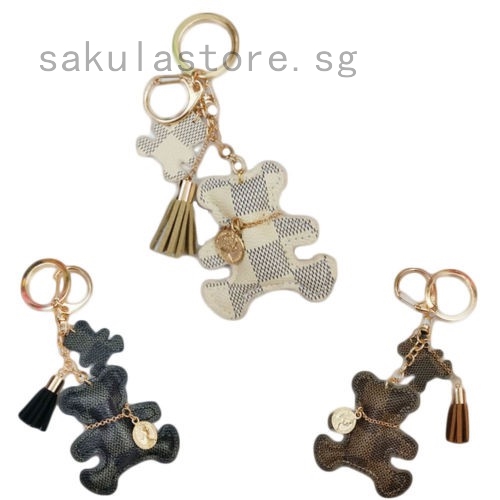 12CM Alloy Bear Keyrings Button Retro Small Gift Women Leather Key Chain