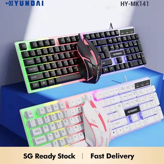 [SG Stock]RGB Backlit LED Wired Membrane Gaming Desktop Laptop TV Box Keyboard and Mouse Combo HY-MK141