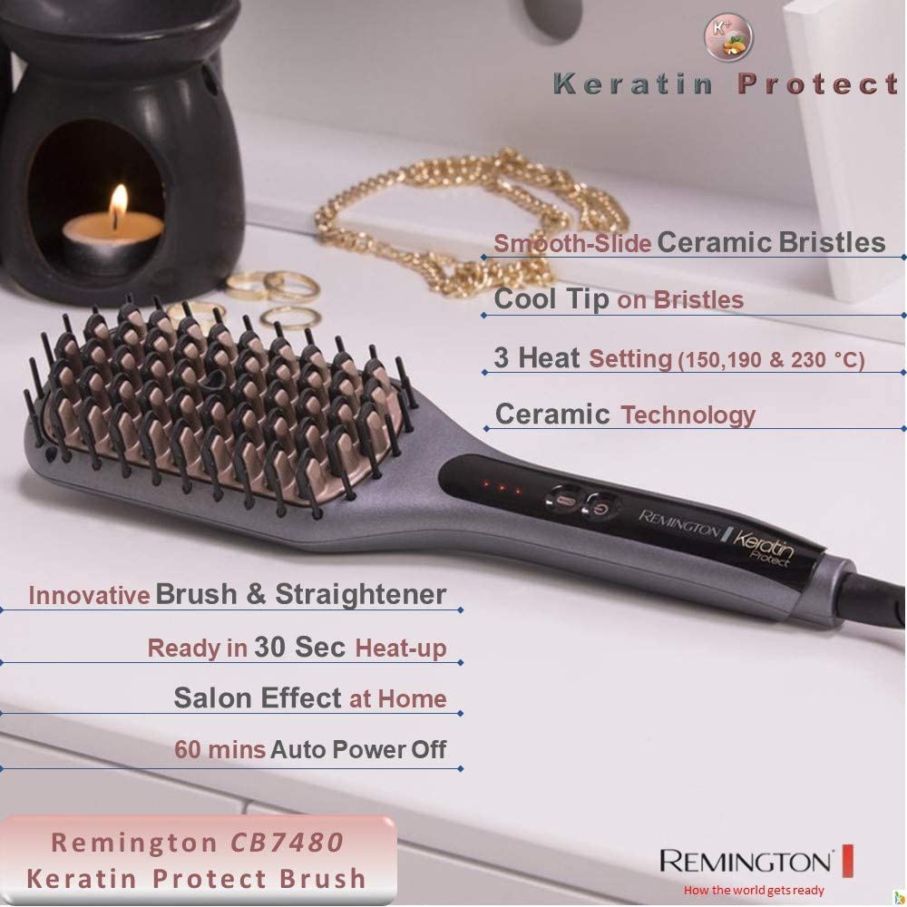 Remington CB7480 Keratin Protect Straightening Brush / Ion generator for  frizz-free smooth styles / 1 Year sg Warranty | Shopee Singapore
