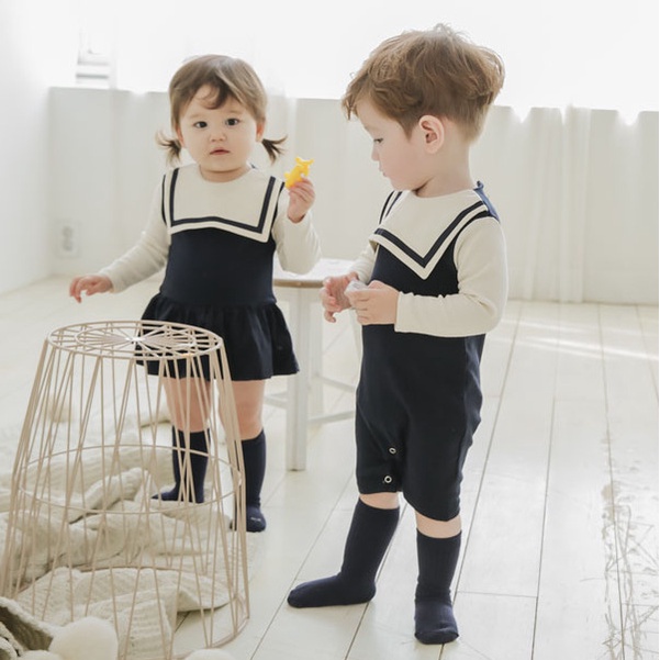 [onhand] Korean Boy Baby Long-Sleeved Jumpsuit Female Dress One Hundred ...