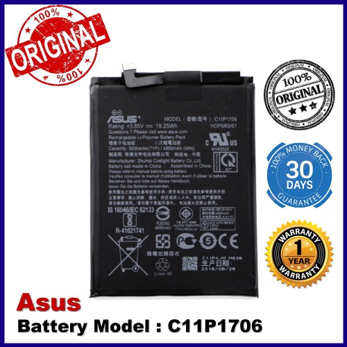 Original Battery Asus Zenfone Max Pro M1 Zb601kl Zb602k Battery C11p1706 Shopee Singapore