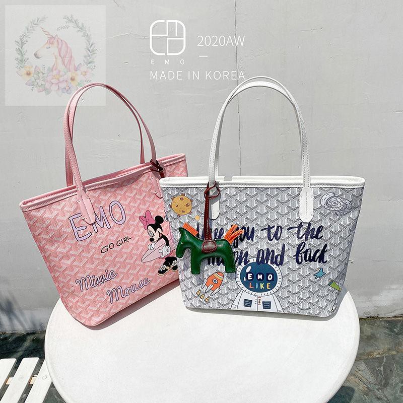 Female Bag Han Guodong Gate Graffiti Emo Dog Tooth Large Capacity Tote Bags Single Shoulder Shopping Shopee Singapore