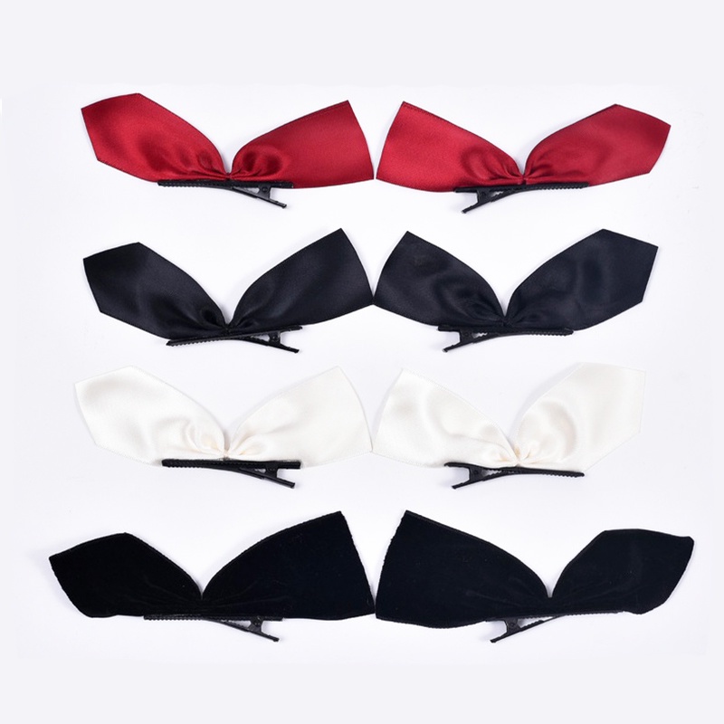 Image of 2pcs Black White Ribbon Hair Bows Clips Vintage Bowknot Side Hairpin Cute Girls Barrettes Headdress Hair Accessories #8