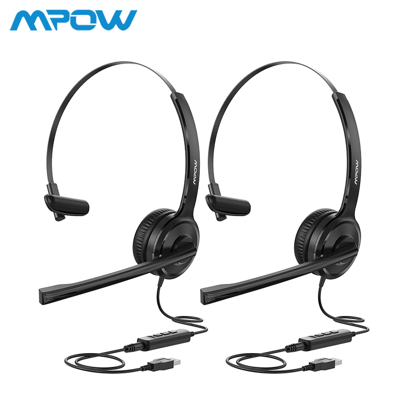 Mpow 2Pack BH323 USB Headset Wired Headphone Stereo Computer Headset