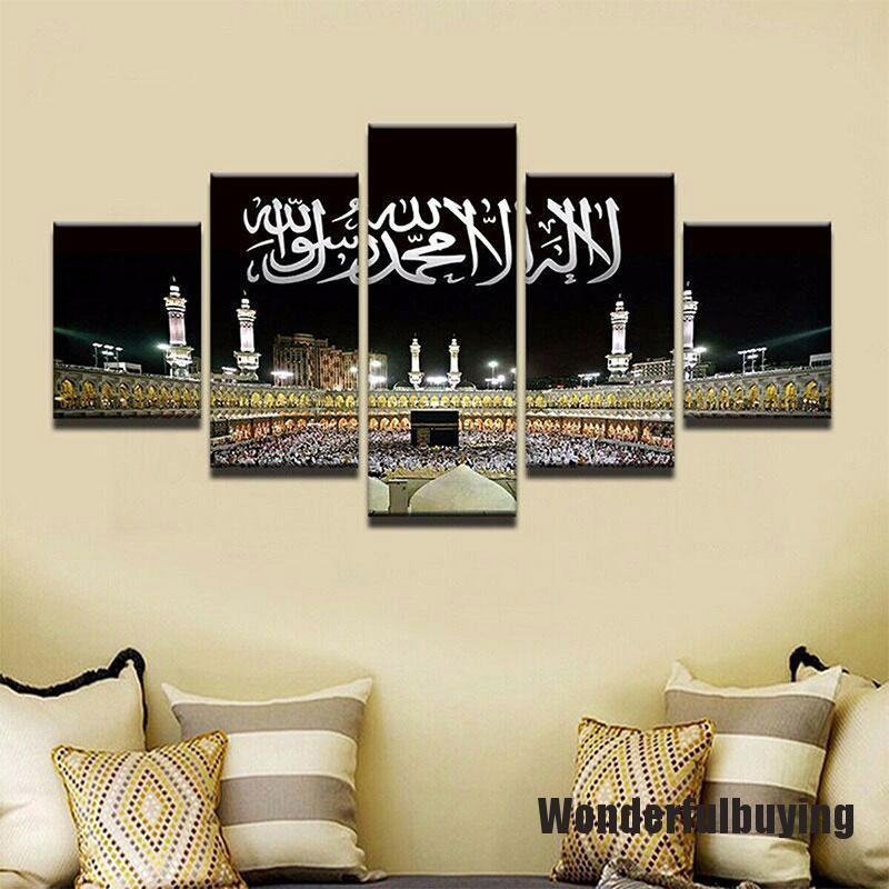 Ready Stock 0922 5pcs Canvas Print Mecca Hajj Islamic Muslim Wall Art Picture Home Decor Shopee Singapore