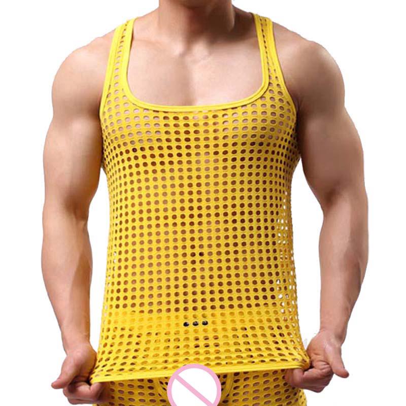 Men Sexy Transparent Hollow Out Stringer Tank Tops Fashion Mens Mesh Tank Tops Shopee Singapore