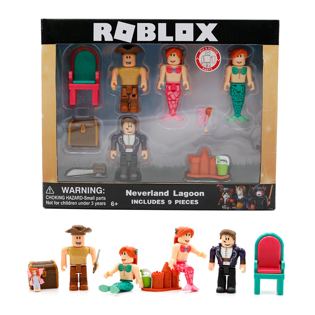 Virtual World Roblox Figures Blocks Doll Robot Mermaid World - roblox drool face abs t shirt roblox free