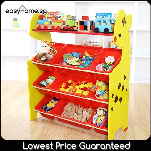 kids book and toy shelf